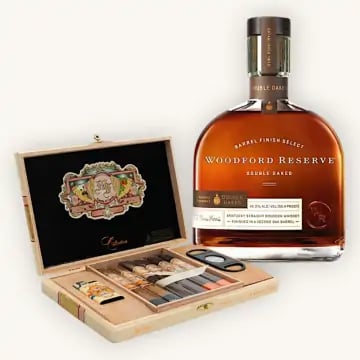 Woodford Double Oaked Bourbon Whiskey & Premium Cigars Gift Set Pairing