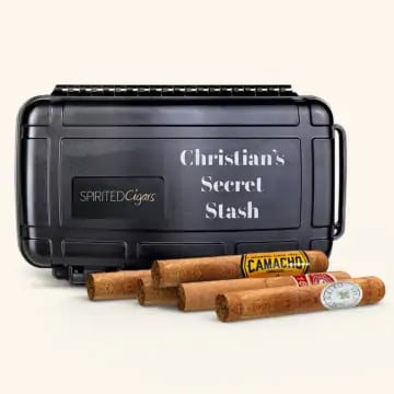 Personalized Travel Humidor with 5 Cigars (Add Custom Text)