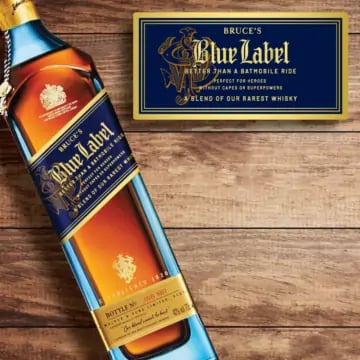 Personalized Johnnie Walker Blue Label Scotch Whisky Custom Label Bottle