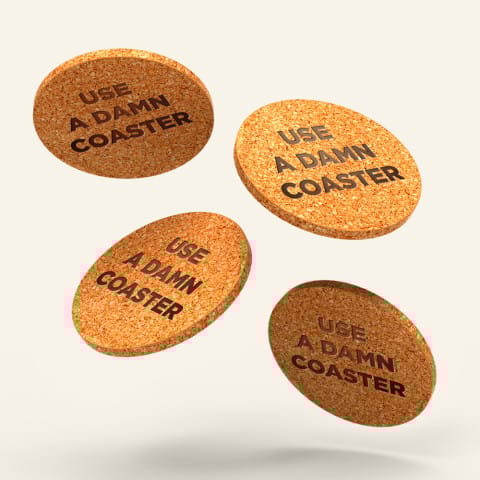 Engraved Round Cork Coasters (Set of 4)