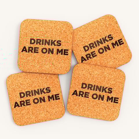 Engraved Square Cork Coasters (Set of 4)
