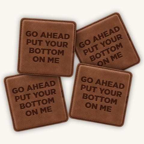 Engraved Brown Leather Coasters (Set of 4)