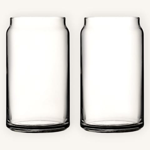 Beer Can Shaped Glass Set of 2