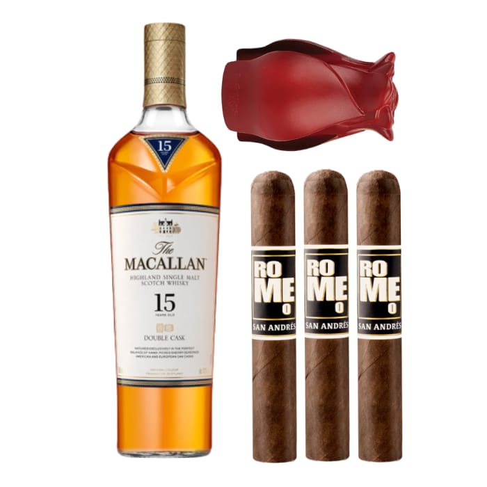Macallan 15 Year Scotch Whisky with Bro-Rose & Cigar Set