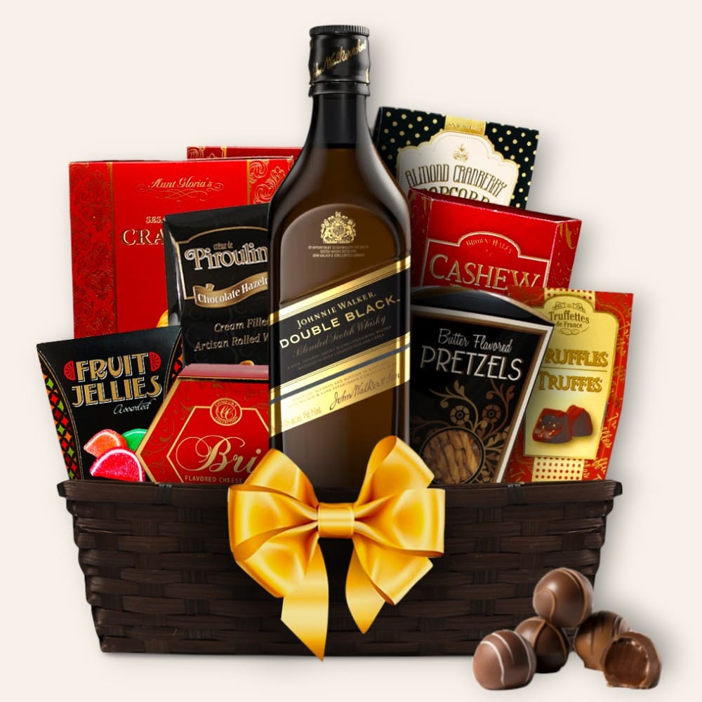 Send Johnnie Walker Double Black Gourmet Gift Basket Online
