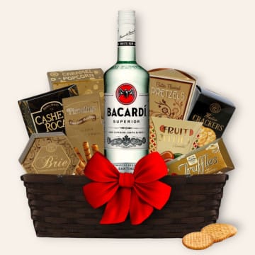Bacardi Superior Light Rum Gift Basket
