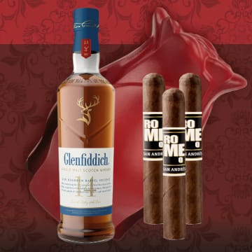 Glenfiddich 14 Year with Bro-Rose & Cigar Set