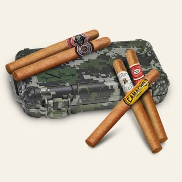 Camouflage Travel Humidor with 5 Cigars (Add Custom Text)