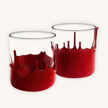 Red Wax Dipped Glasses (Set of 2)