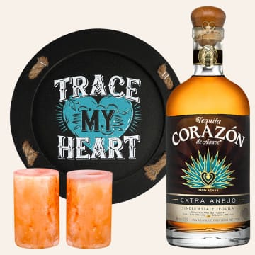 Trace My Heart Tequila Gift Set with Corazon Extra Anejo