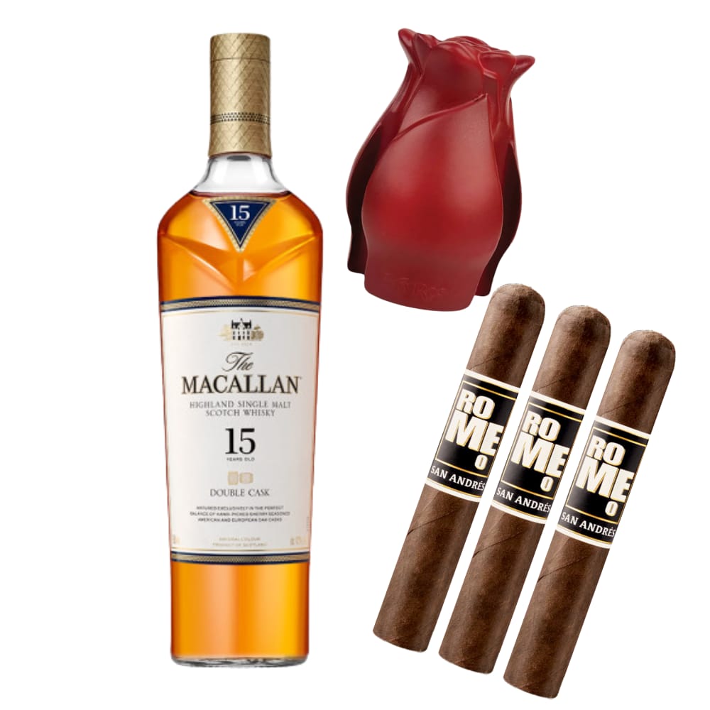 Macallan 15 Year Scotch Whisky with Bro-Rose & Cigar Set