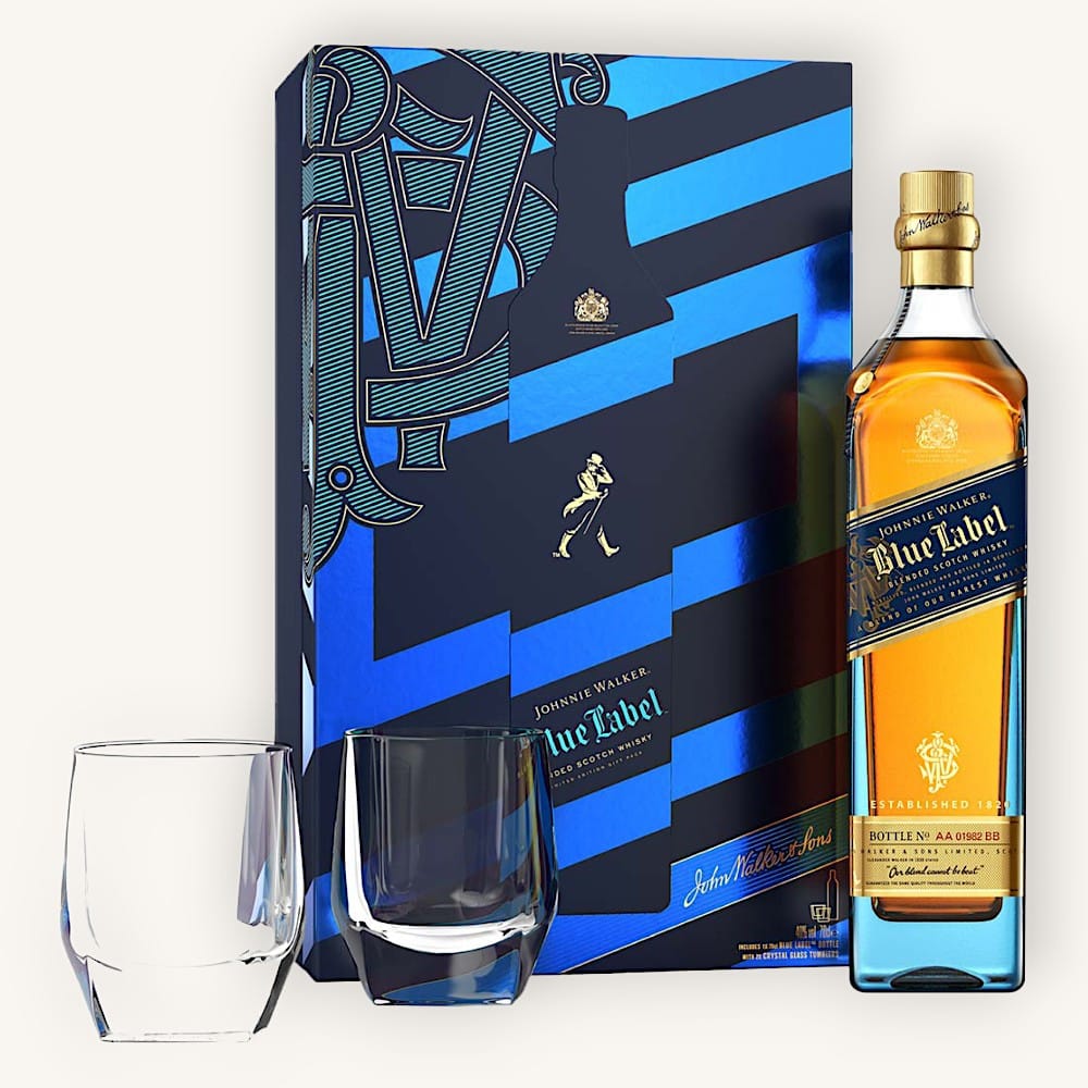 Johnnie Walker Blue Label with 2 Glasses Gift Set 750ml - Luxury