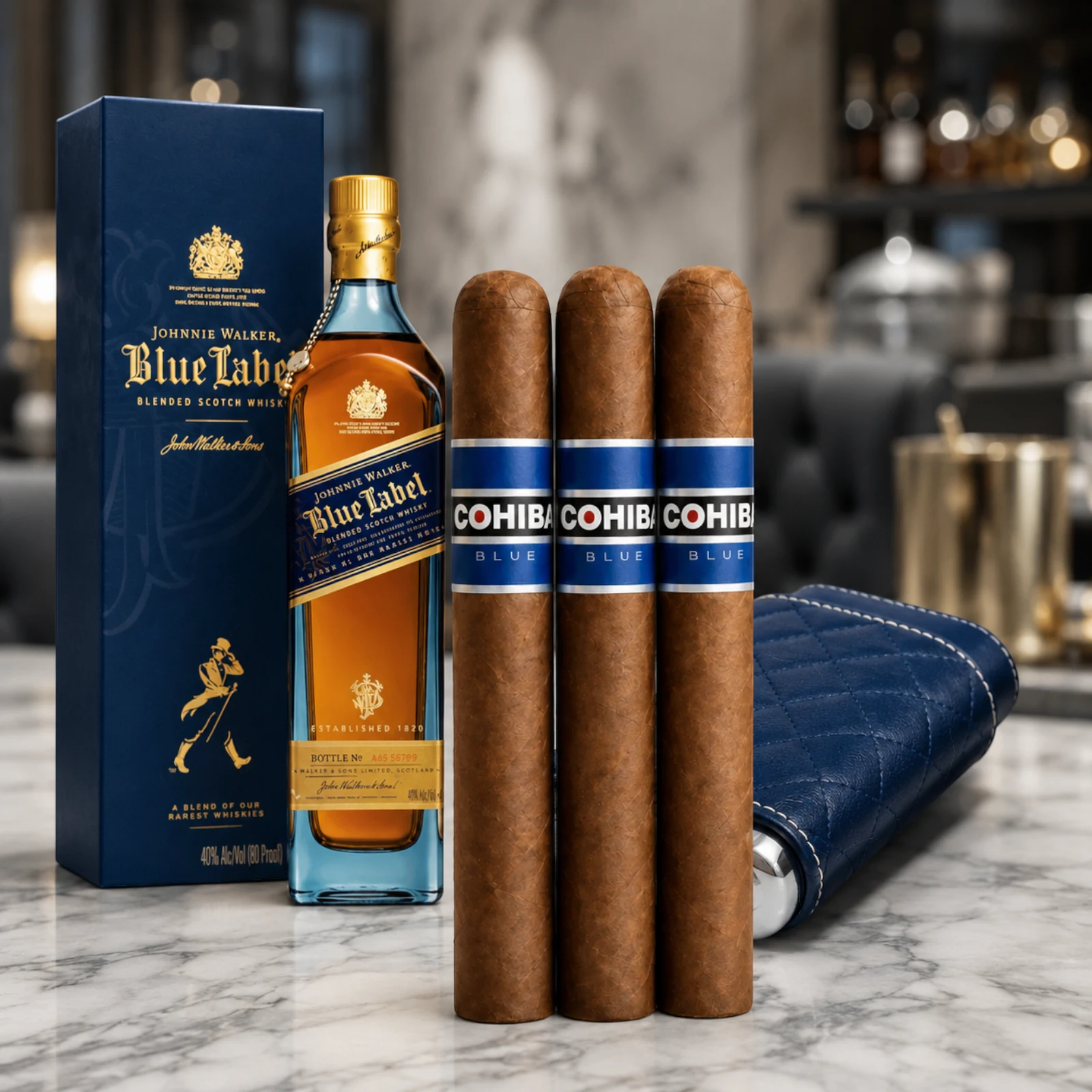 Blue Label Blue Chip Luxury Cigar Gift Set with Carrier Humidor