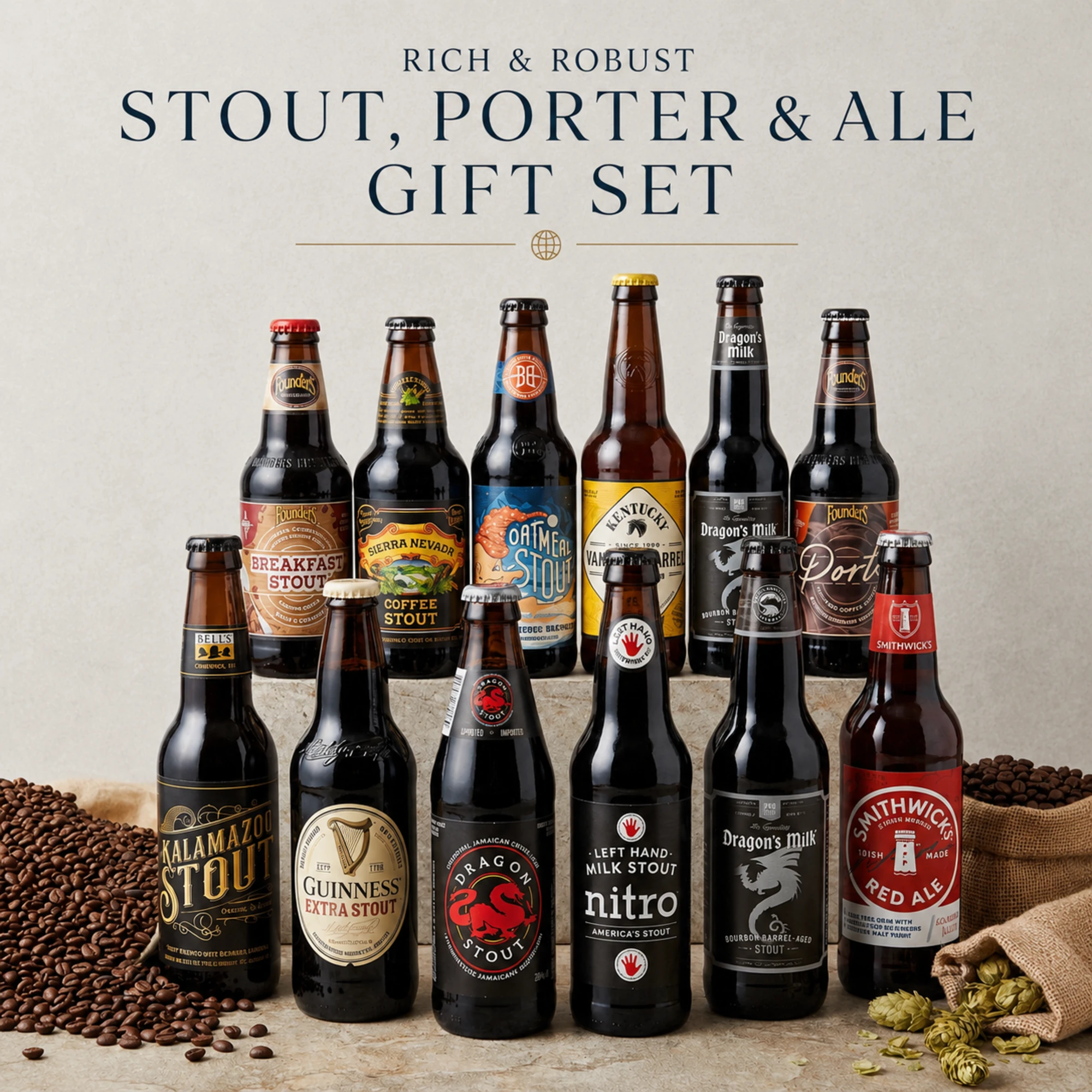 Bold Ale & Stout Beer Sampler 12 Beers Gift Bottle