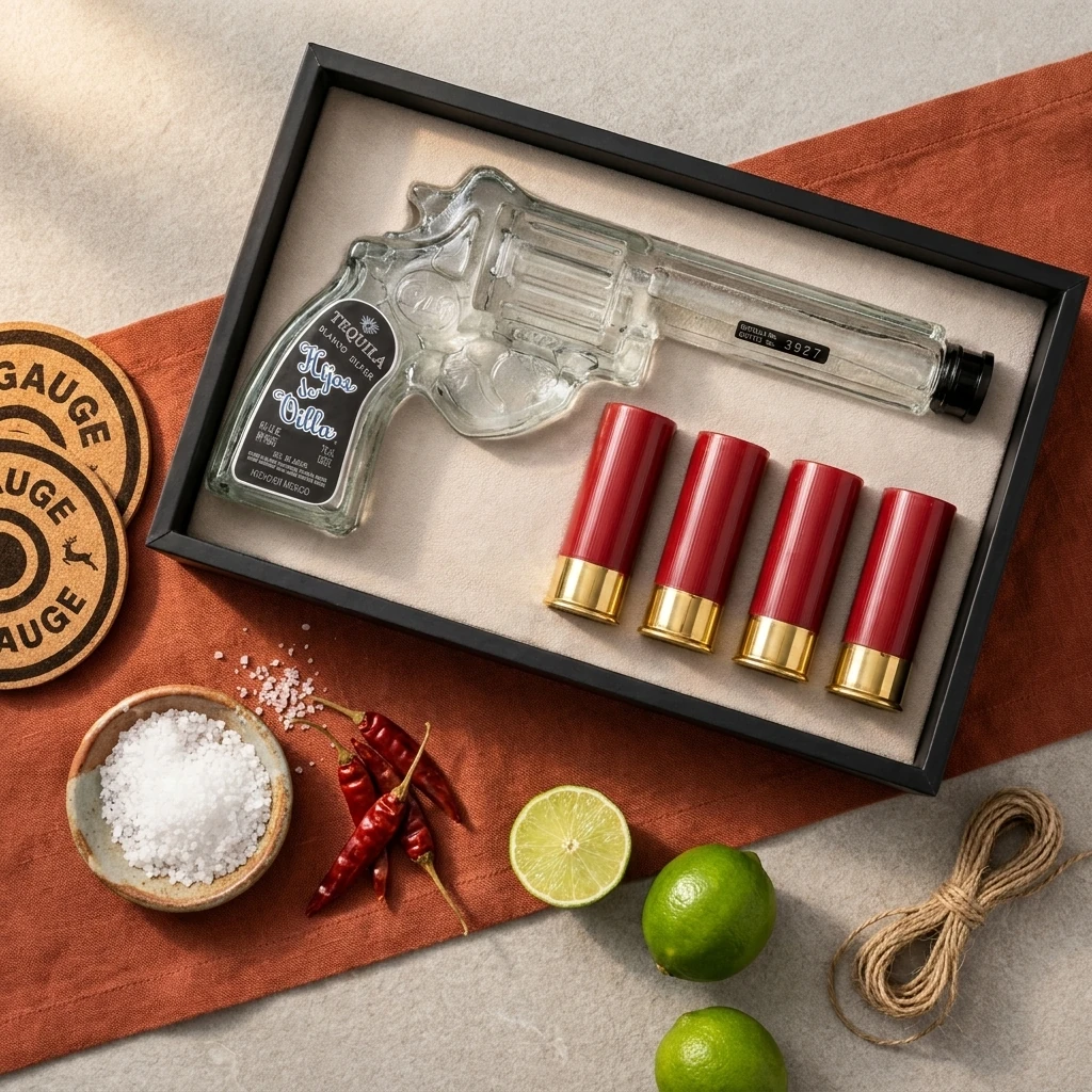 Hijos de Villa テキーラ ギフトセット 750ml Hijos de Villa Plata Revolver Tequila Bottle Gift Set