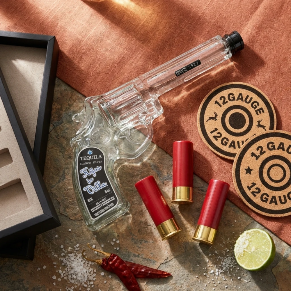 Hijos de Villa Plata Revolver Tequila Bottle Gift Set