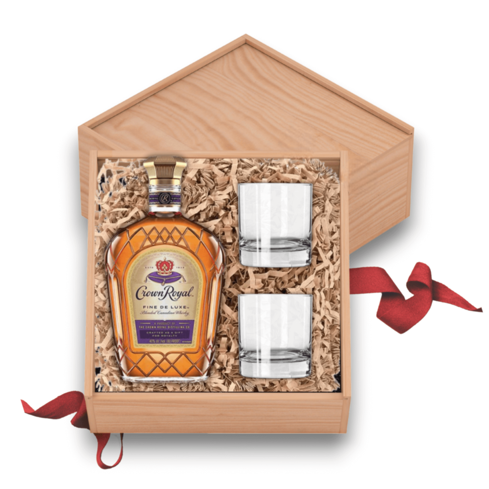 Crown Royal Whisky Gift Basket with Glasses and Box