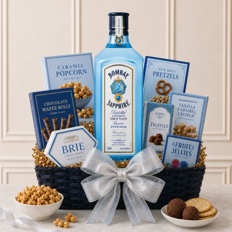 Bombay Sapphire Gin Gourmet Gift Basket