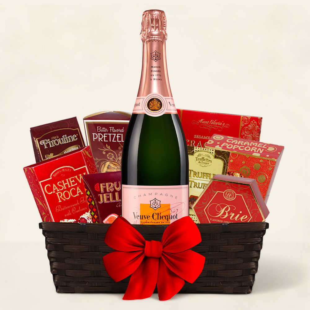 Buy Veuve Clicquot Rose Champagne Gift Basket Online!