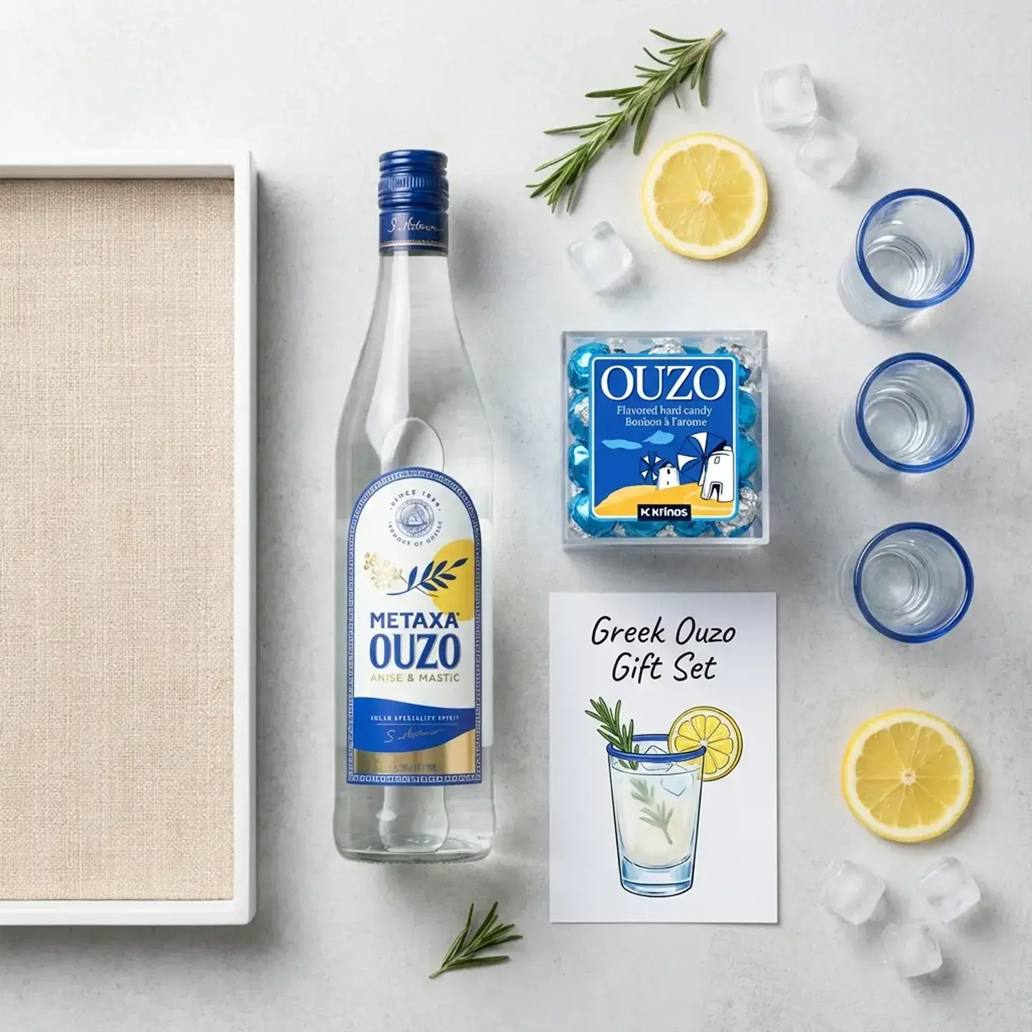 Metaxa Ouzo Greek Liquor Gift Set | Authentic Greek Spirit Gift Box