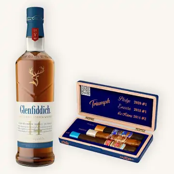 Glenfiddich 14 Year Bourbon Finish Single Malt Scotch & Perez Carrillo Triumph Cigar Gift Box Pairing