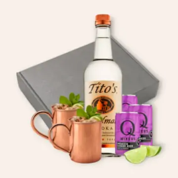 Moscow Mule Vodka Gift Set | Tito's Cocktail Kit with Copper Mug