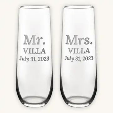 Engraved Stemless Champagne Flute Glasses (Set of 2)