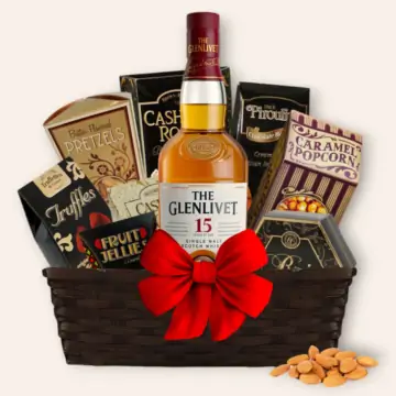 Glenlivet 15 Year Scotch Whisky Gift Basket