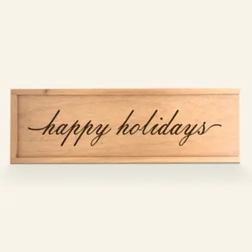 Engraved Wood Magnum Box Happy Holidays
