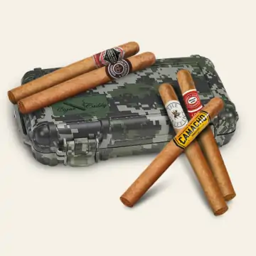 Camouflage Travel Humidor with 5 Cigars (Add Custom Text)