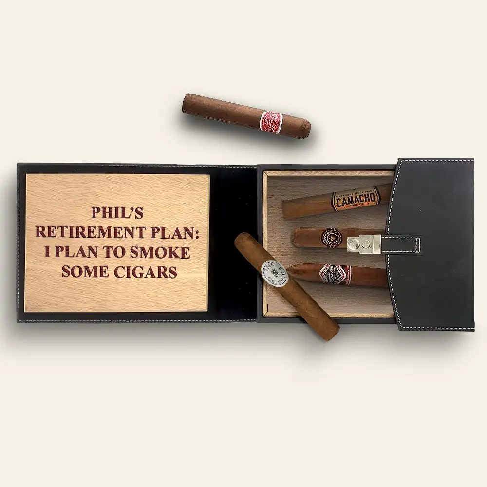 Black Leather Cigar Travel Case with Cigars