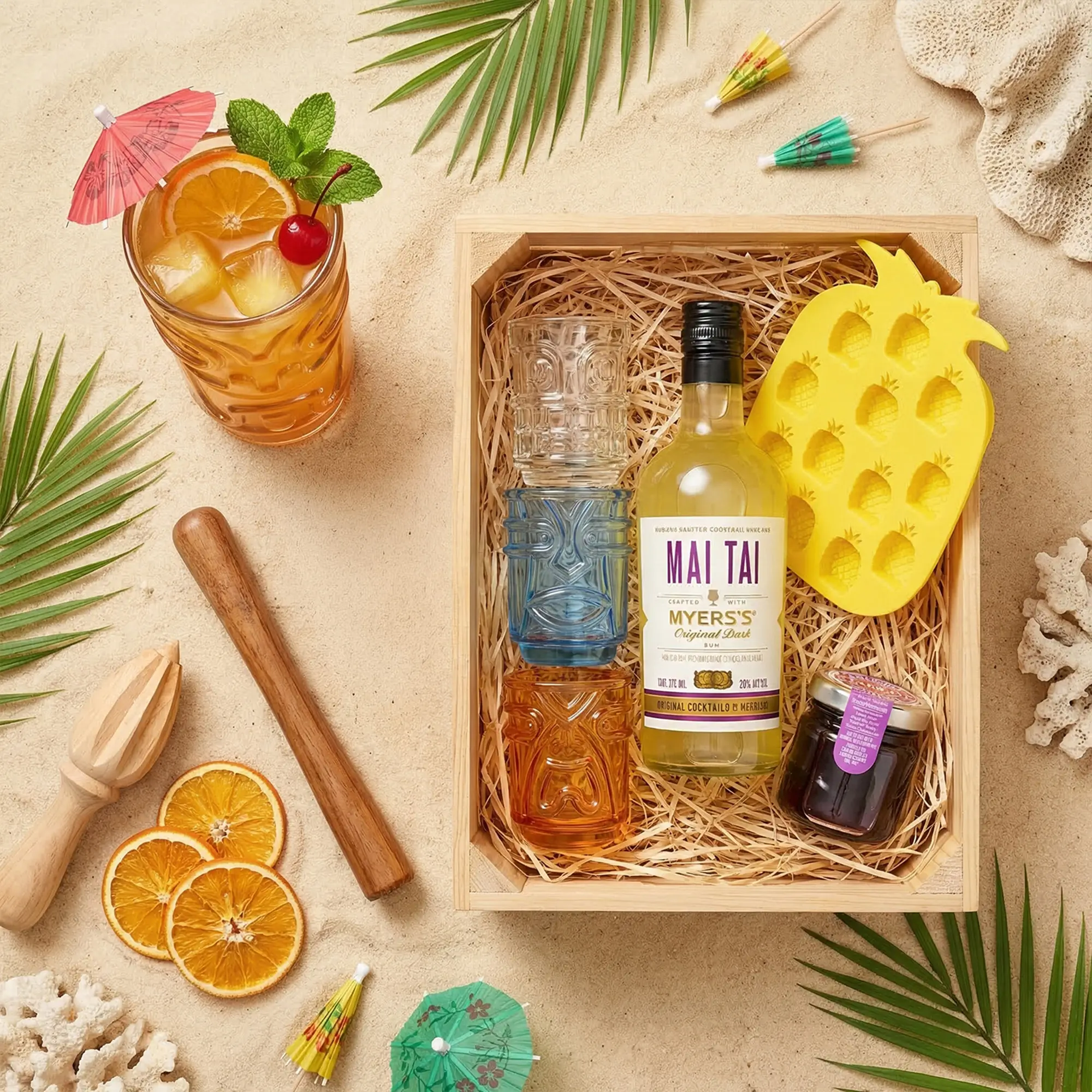 Tropical Mai Tai Gift Set with Tiki Shot Glasses
