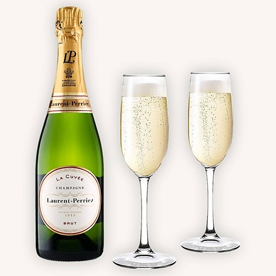 Laurent Perrier Champagne Gift Set with Champagne Flutes Laurent Perrier Champagne Gift Set with Champagne Flutes