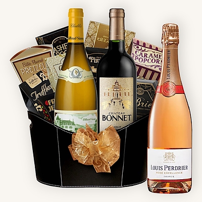 French Sparkling Rose Wine Gourmet Gift Basket