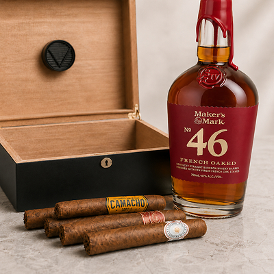 Maker's Mark 46 Bourbon Photo Humidor, Whisky & Cigar Gift Set Maker's Mark 46 Bourbon Photo Humidor, Whisky & Cigar Gift Set