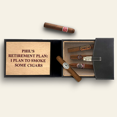 Black Leather Cigar Travel Case with Cigars