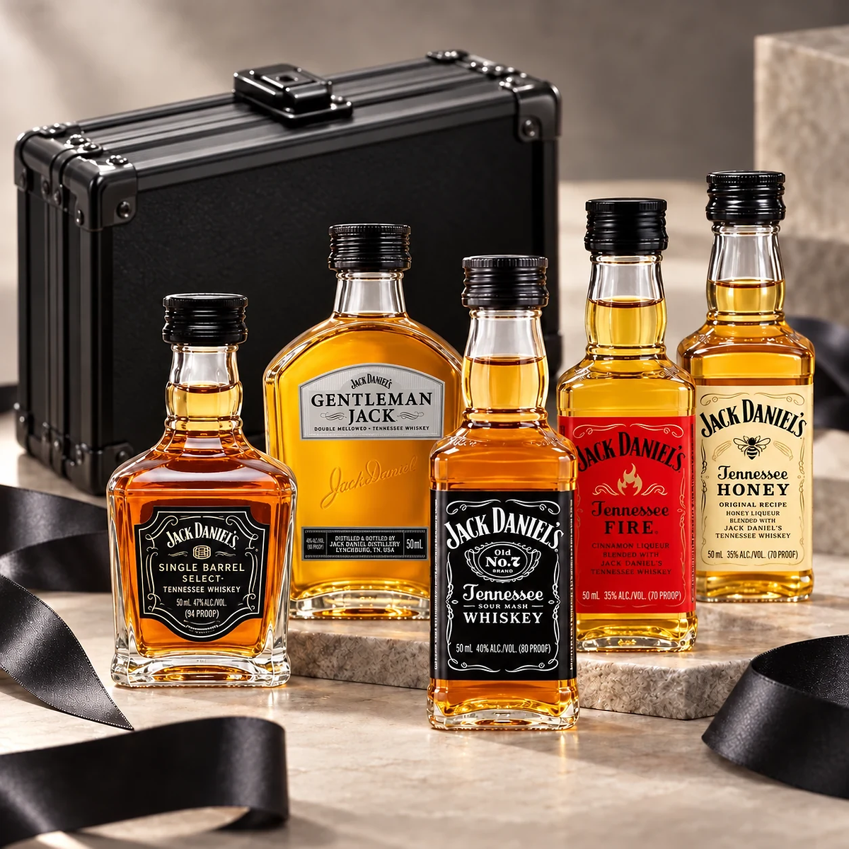 Jack Daniel's ミニボトル 3本セット Send Jack Daniel's Miniature Whiskey Gift Set Online!