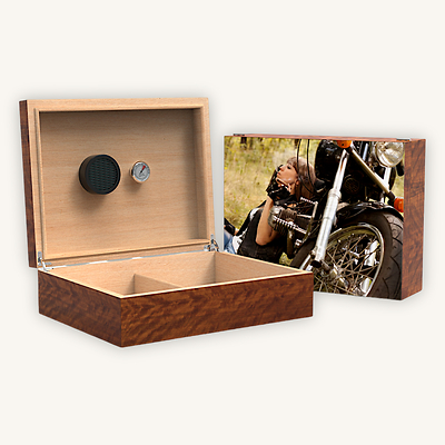 Custom Wood Grain Humidor with Full-Color Photo Custom Wood Grain Humidor with Full-Color Photo