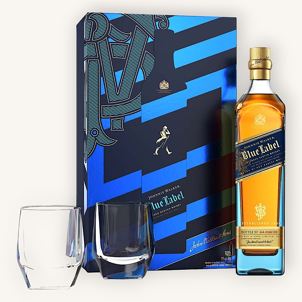 Johnnie Walker Blue Label 750ml グラスセット Johnnie Walker Blue Label with 2 Glasses Gift Set 750ml - Luxury