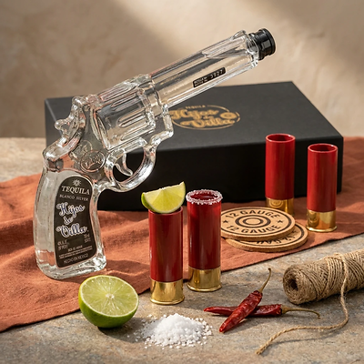 Hijos de Villa テキーラ ギフトセット 750ml Hijos de Villa Plata Revolver Tequila Bottle Gift Set