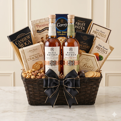Basil Hayden Bourbon & Rye Whiskey Gift Basket Basil Hayden Bourbon & Rye Whiskey Gift Basket