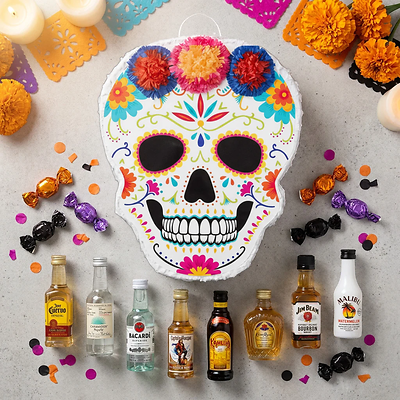 Skull Pinata with Boozy Minis Skull Pinata with Boozy Minis