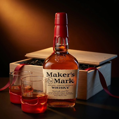 Maker's Mark Bourbon Gift Set with Wax-Dipped Glasses