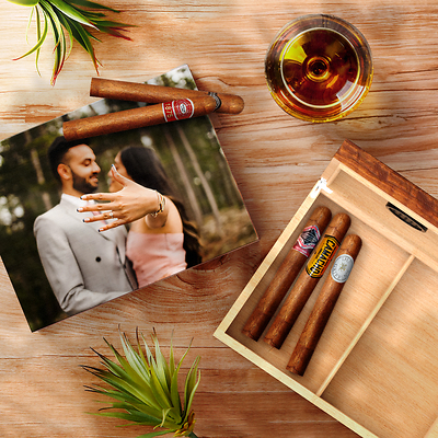 Custom Wood Grain Humidor with Full-Color Photo Custom Wood Grain Humidor with Full-Color Photo