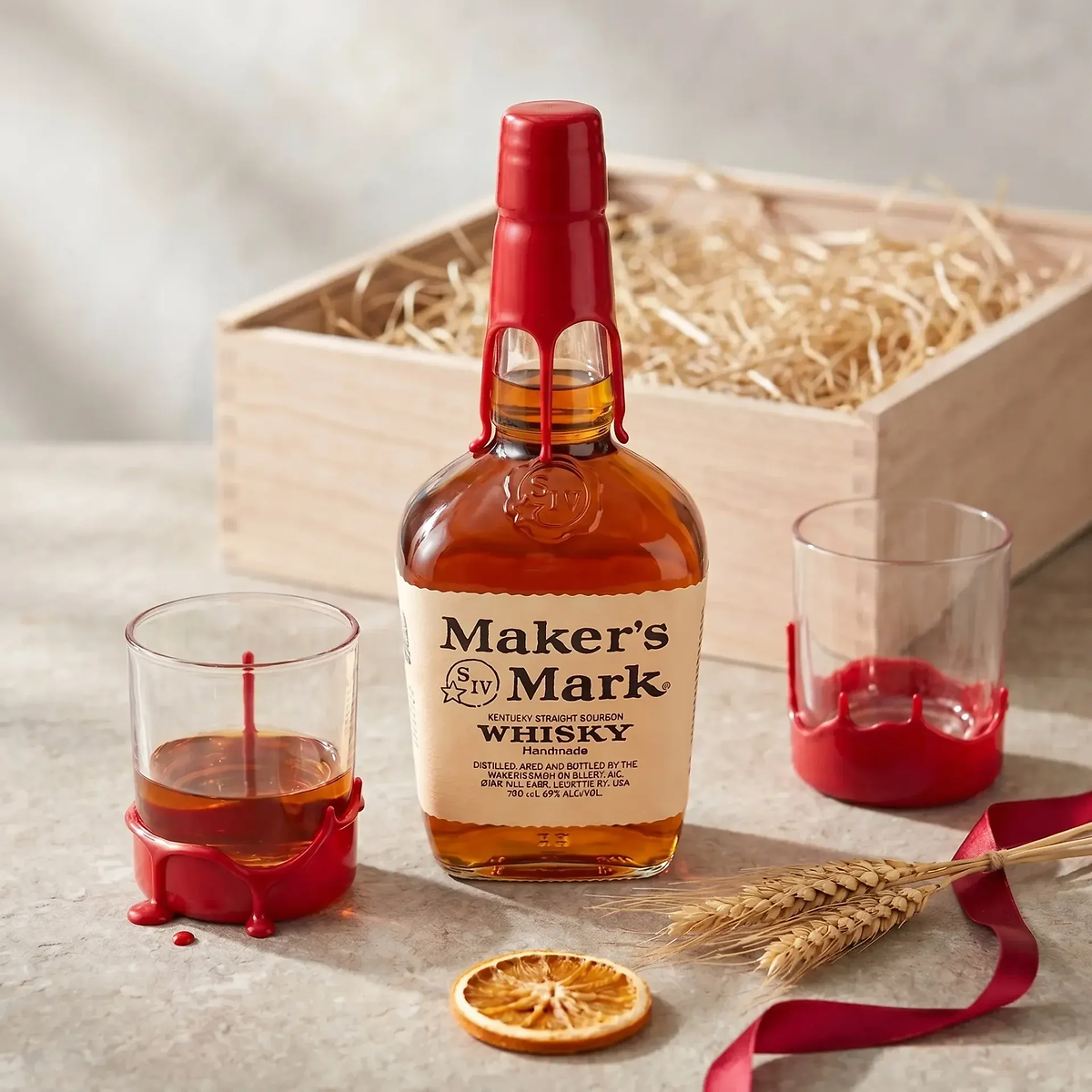 ウイスキー 3本セット Maker's Mark & Black Ruby Maker's Mark Bourbon Gift Set with Wax-Dipped Glasses