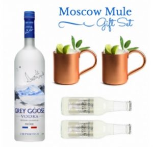 Moscow Mule Gift Set with 2 Copper Mugs (Grey Goose Vodka)